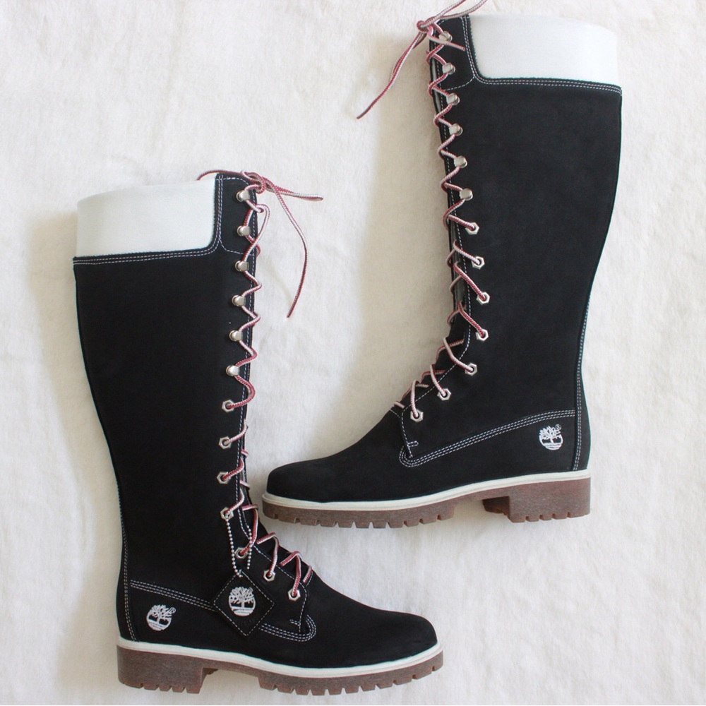 Timberland Black Suede Leather Waterproof Combat Long Boots